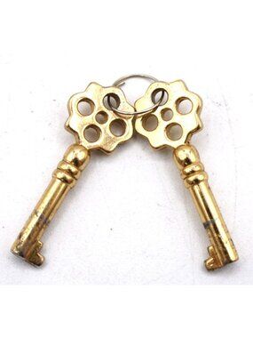 Set 2 Vintage Skeleton Keys Charms Floral Cutout Design 2.5" Zipper Pulls Decor